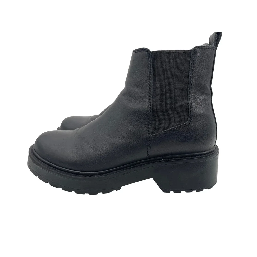 Steve Madden Tyclone Boot Women 8 Black Leather Chelsea Lug Platform Grunge Y2K
